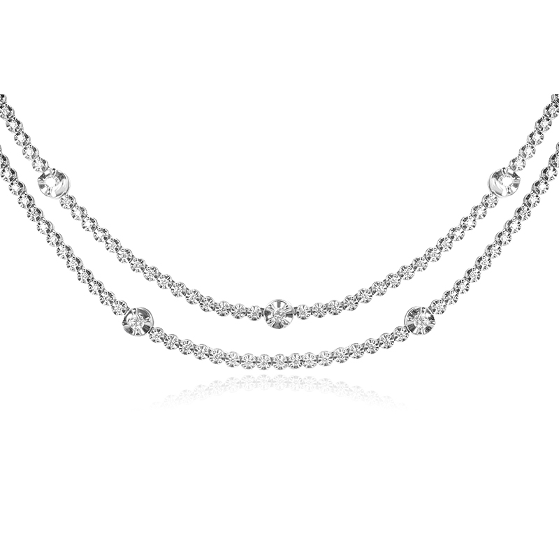 Two lines of 18K White Gold & Diamond Necklace Set